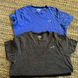 Hollister Blue and Gray Short Sleeve Tees
